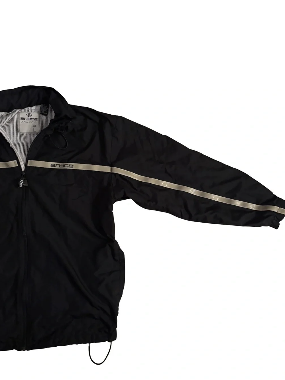 Enyce Y2K Windbreaker Jacket - Black with Reflective Stripe - Picture 3 of 7
